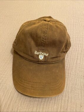 Barbour Brown Cotton Twill Cap with Embroidered Crest